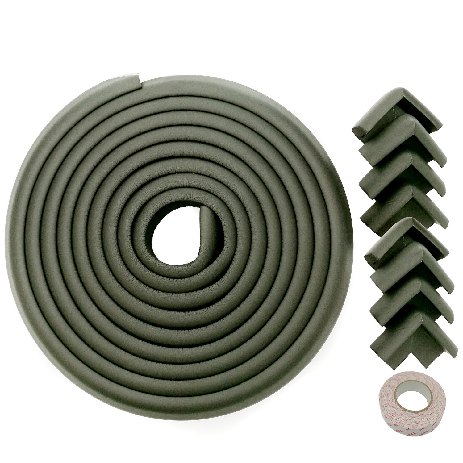 HIMRY [SET] 5M Edge Guards + 8 Corners, Thicken L-shaped Foam Edge Protection & Corner Protection, Child Baby Safety, Anti Collision Protector Baby Cushion Bumper Strip, KXD7000-Set black