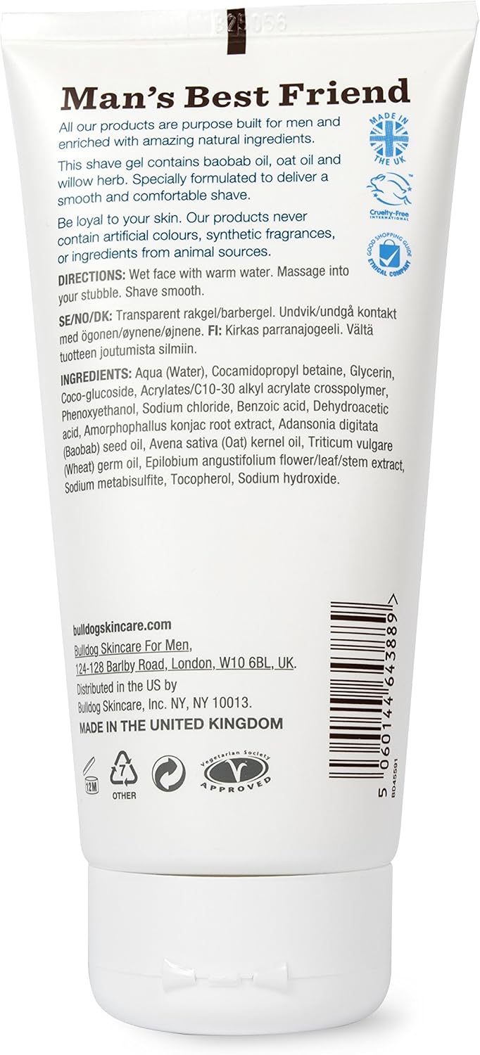 Bulldog Skincare Sensitive Shave Gel for a Gentle Smooth Shave 175 ml, Uncolored, 175 ml (Pack of 1) - Image 3