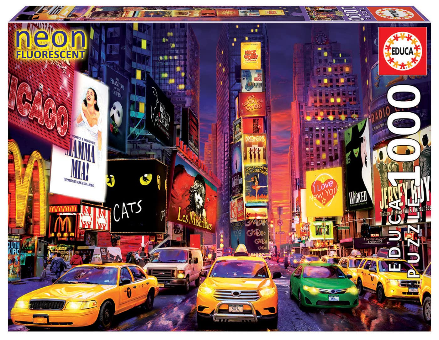 Educa 18499 Times Square, New York 'Neon' Does not apply Puzzle, 1000 Pieces, multicoloured, One Size