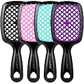 Aussumy 4 Pack Vented Detangling Hair Brush - Detangler Hairbrush with Soft Bristles for Effortless Tangle Free - Ideal for Wet Dry or Curly Damaged Hair for Women Men Kids