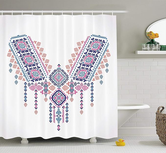 ziHeadwear Tribal Decor Shower Curtain, Ethnic African Geometric Design