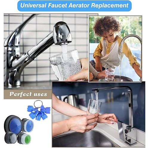 Hygie Rinse 12-Piece Cache Aerator Set – 5 Sizes With Removal Wrenches, M16.5/M18.5/M21.5/M24, ABS, For Kitchen & Bathroom Faucets