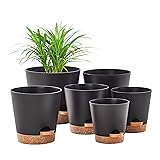 FaithLand 6-Pack Black Self Watering Planter Pots
