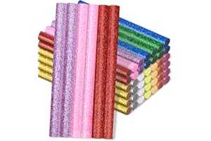 Manarty Glitter Color Hot Glue Stick, 48 PCS 0.27" Dia x 4" Long Mini Hot Melt Glue Sticks Colored, Adhesive EVA Glue Sticks Standard for Sealing Repairing Stamp DIY Art Handmade Car Craft Decoration