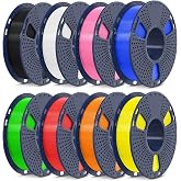 SUNLU High Speed PLA Filament Bundle, 8 Packs, Multi-Color | 250g/Spool, Black, White, Green, Klein Blue, Red, Sunny Orange, Yellow, Pink, High Flow Speedy 3D Printer PLA Filament Bundle