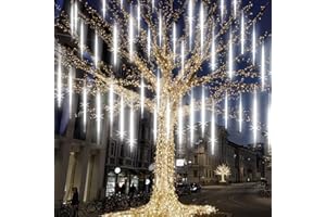 EAGWELL Meteor Shower Lights Outdoor, 20 inch 10 Tube 540 LEDs White Meteor Lights, Cascading Falling Rain Lights, Raindrop Snowfall Icicle Lights for Tree Yard Party Patio Christmas Decoration