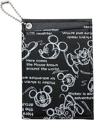 Amazon ミッキーマウス デッサン柄 両面パスケース ブラック D1031bk Disney ディズニー 定期入れ