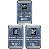 One With Nature Activated Charcoal Soap Bar, 7oz 3-Pack, Dead Sea Salt | Detoxifying &amp; Exfoliating Black Soap Bar for Face &amp; Body, Men &amp; Women