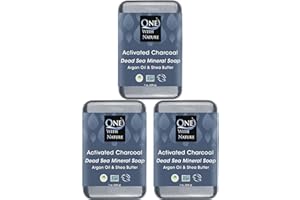 One With Nature Activated Charcoal Soap 7oz 3-Pack – Detoxifying and Exfoliating Charcoal Soap Bar with Dead Sea Salt for Face & Body, for Men & Women
