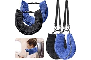 Eppyyo 2Pack Stuffable Travel Pillow for Extra Luggage, Velvet Travel Neck Pillow with Adjustable Neck Size, Fits About 6 T-Shirts Travel Essentials Multifunctional Sleeping Rest Cushion(Blue)