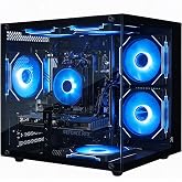 Olialia Gaming PC Prebuilt, RTX 3060 Ti, AMD Ryzen 5 5500, 16GB RAM | 512GB SSD, RGB lighting, WiFi 6, 600W Power, Win 11, Panoramic Tower Desktop for Gaming, Streaming, Everyday Use