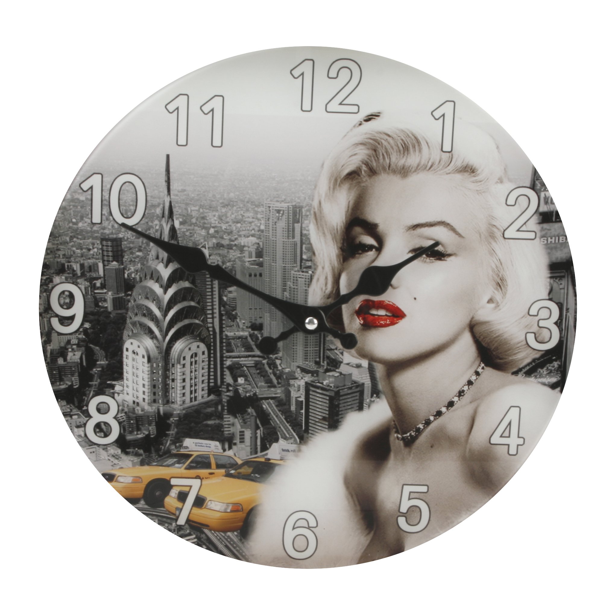 30cm Glass Hometime Wall Clock Marilyn Monroe Design