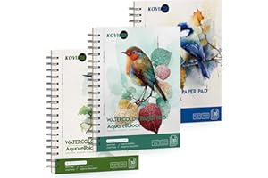 KOVIEDE Bloc de papier aquarelle 100 % coton – 30 feuilles de 17,8 x 25,4 cm, reliure à spirale, 63,5 kg/300 g/m², presse à f