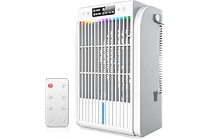 JYEW Portable Air Conditioners Fan,AI Portable AC Unit With 1500ML Water Tank,4-IN-1 Evaporative Air Cooler with Remote Control 7 Color Light Personal Mini Air Conditioner Portable for Room Office Car