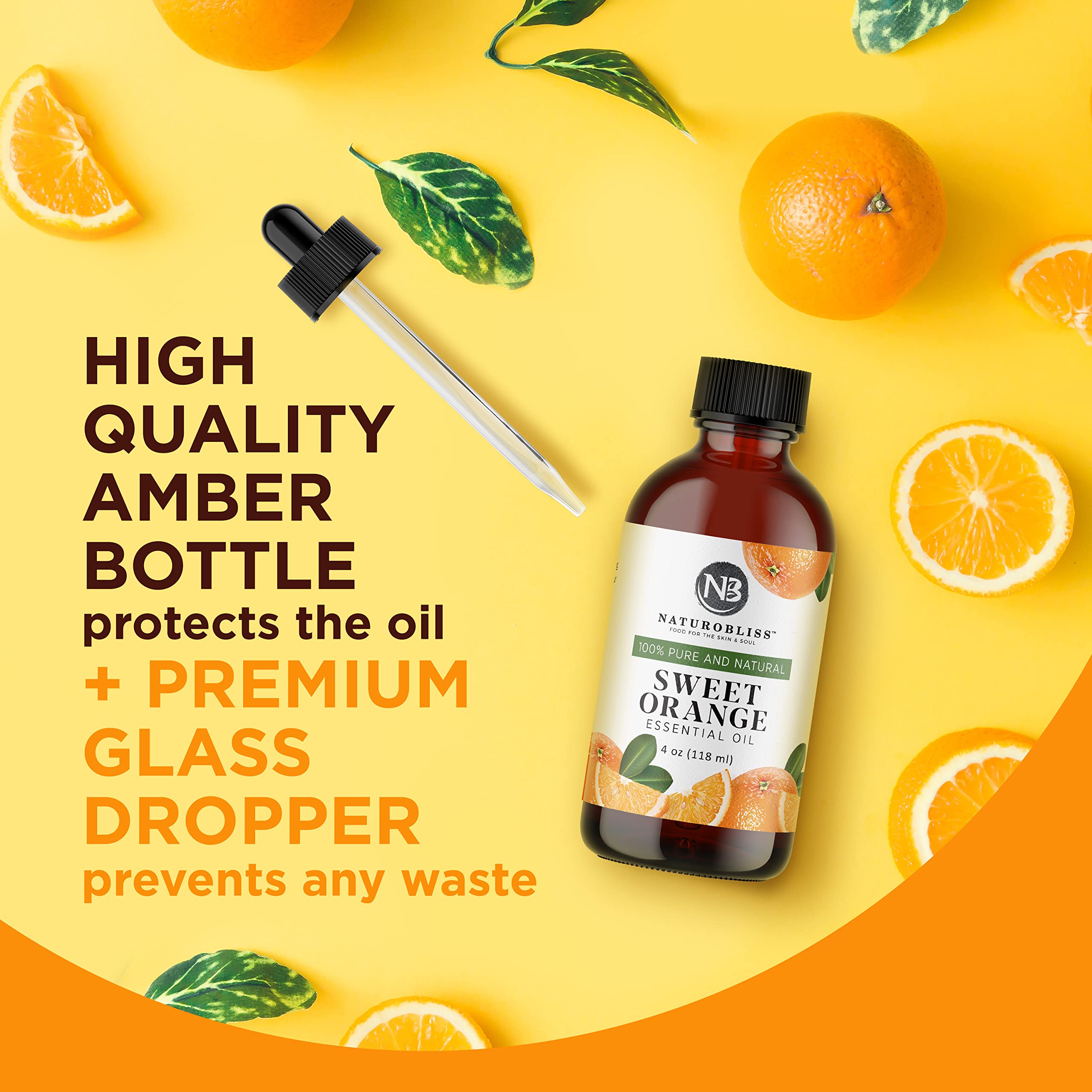 NaturoBliss 100% Pure & Natural Sweet Orange Essential Oil Therapeutic Grade Premium Quality Oil with Glass Dropper - Huge 4 fl. Oz - Perfect for Aromatherapy and Relaxation - Image 6