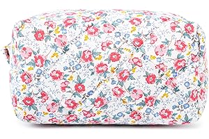 SOIDRAM Floral Makeup Bag Quilted Cosmetic Bag Puffy Coquette Makeup pouch Aesthetic Cute Travel Toiletry Bag Organizer cotton Makeup Brushes Storage Bag for Women