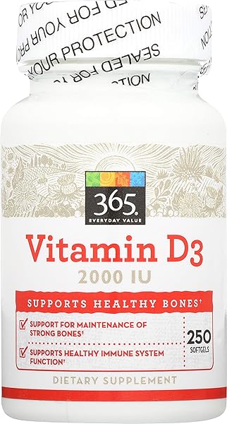365 EVERYDAY VALUE, VITAMIN D3 2000 IU, 250 CT