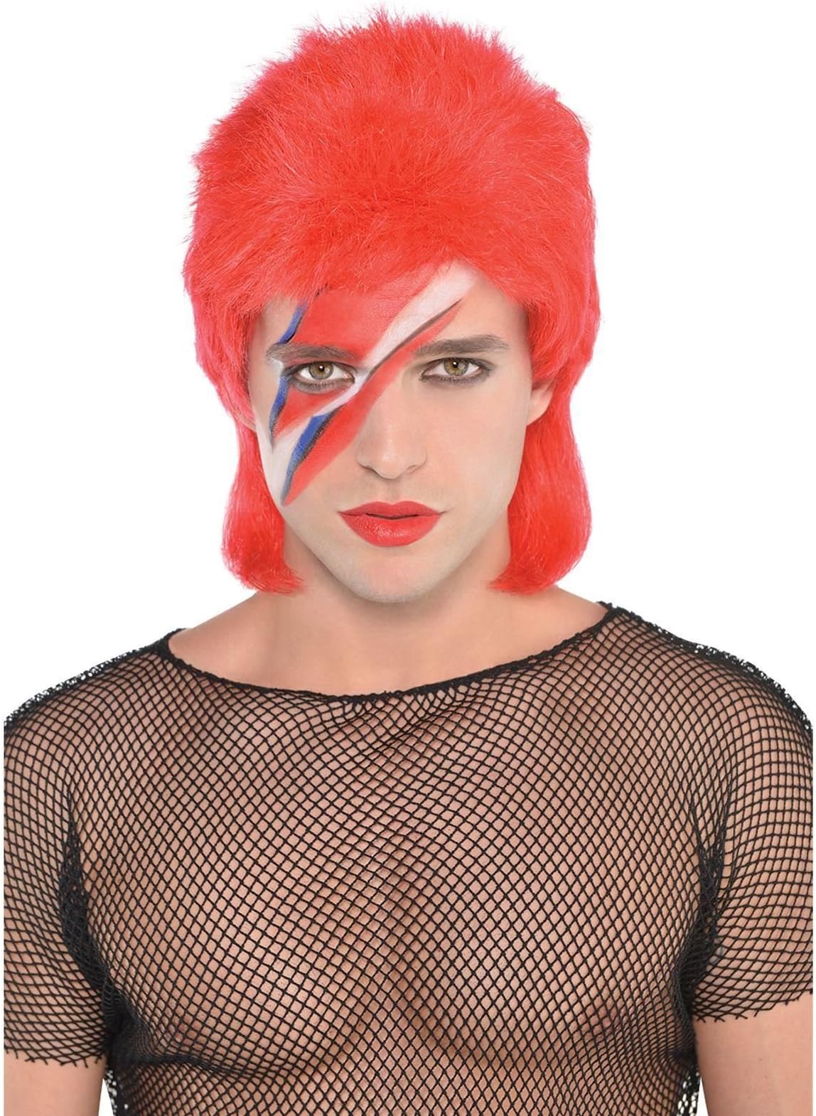 Fancy Dress VIP Adult Mens Red Mullet Superstar Wig