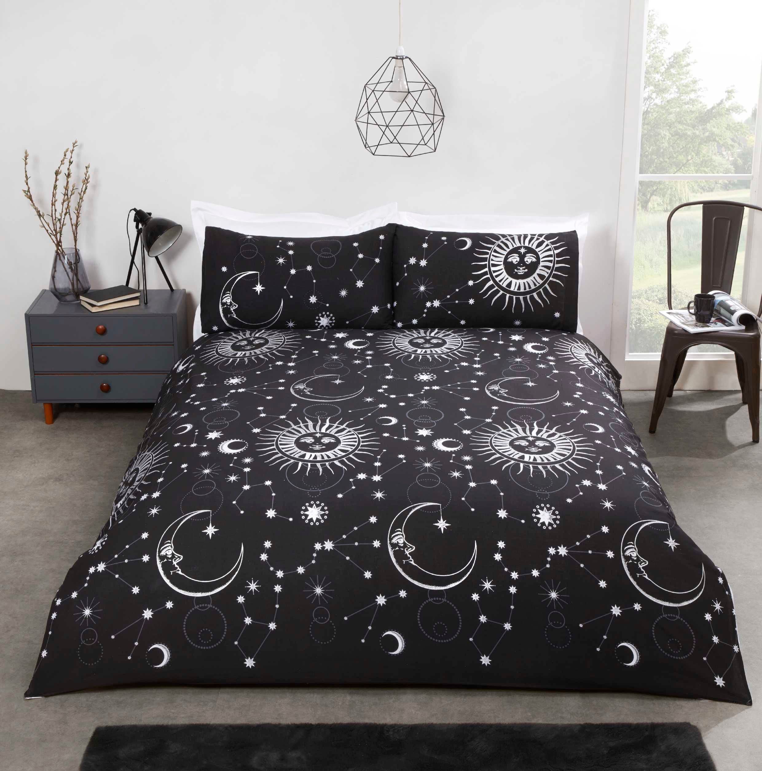 Rapport Home Celestial Double Duvet Cover Set | Black Galaxy Bedding | Polycotton Blend | Kids & Teens Bedroom Decor