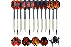 12Pcs Darts with 24 x Dart Wings in 4 Designs, 100 Extra Tips, Suitable for Electronic Dartboard, Board Games, Meetings, Chri