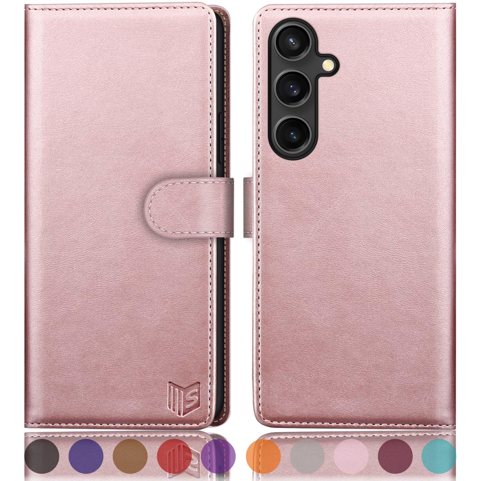 Photo 1 of SUANPOT Compatible with Samsung Galaxy S25 Wallet case with RFID Blocking Credit Card Holder,Flip Book PU Leather Protective Cover Women Men for Samsung S25 Phone case Rose Gold