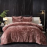Ivellow Crushed Velvet Comforter Set Queen,Set, 5pcs Ultra SoftPink Luxury Cozy Flannel Queen Size (1 Comforter,2 Pillow Shams, 2 Euro Blush Pink