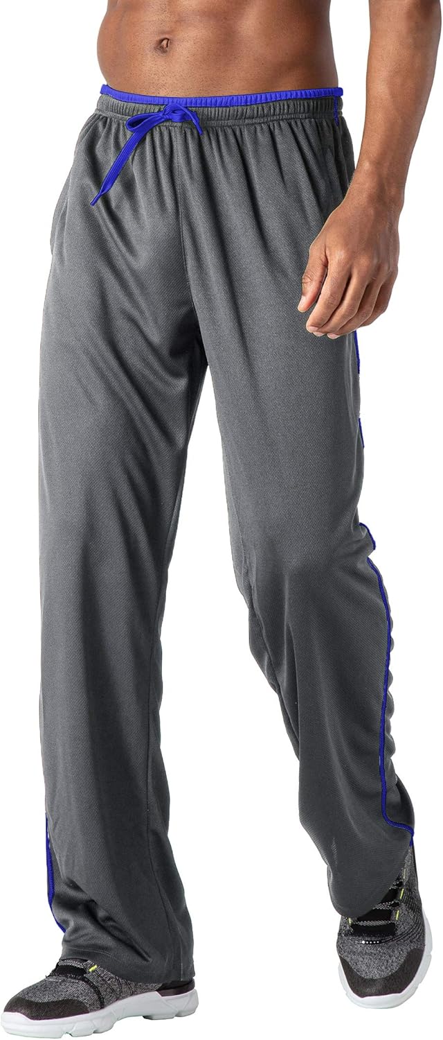 BIYLACLESEN Men's Jogger Sweatpants Zipper Pockets Breathable Running Gym Workout Athletic Mesh Pants Open Bottom: Clothing