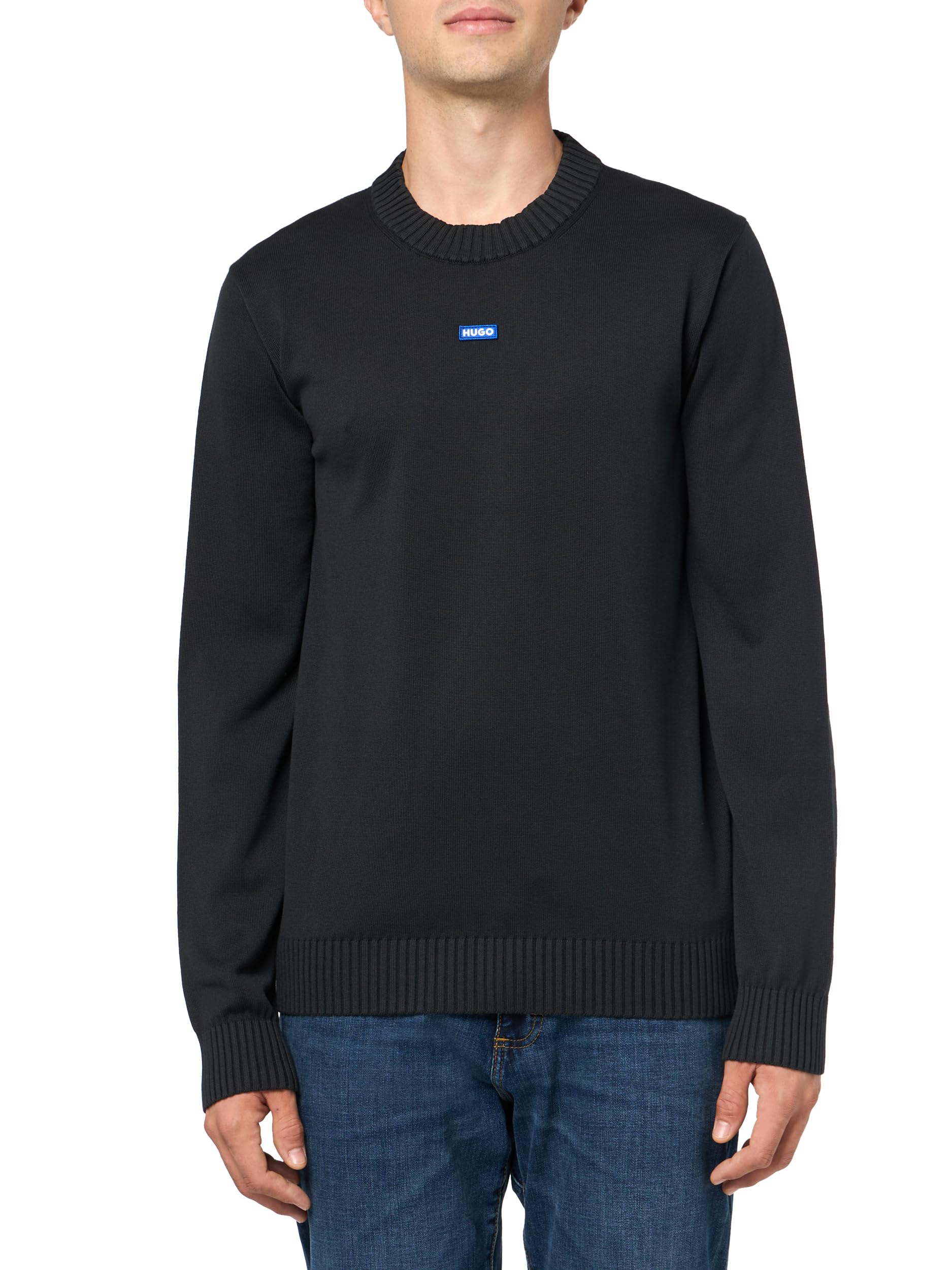 Jersey de punto de algodón con logo central de HUGO, Grosella negra, M