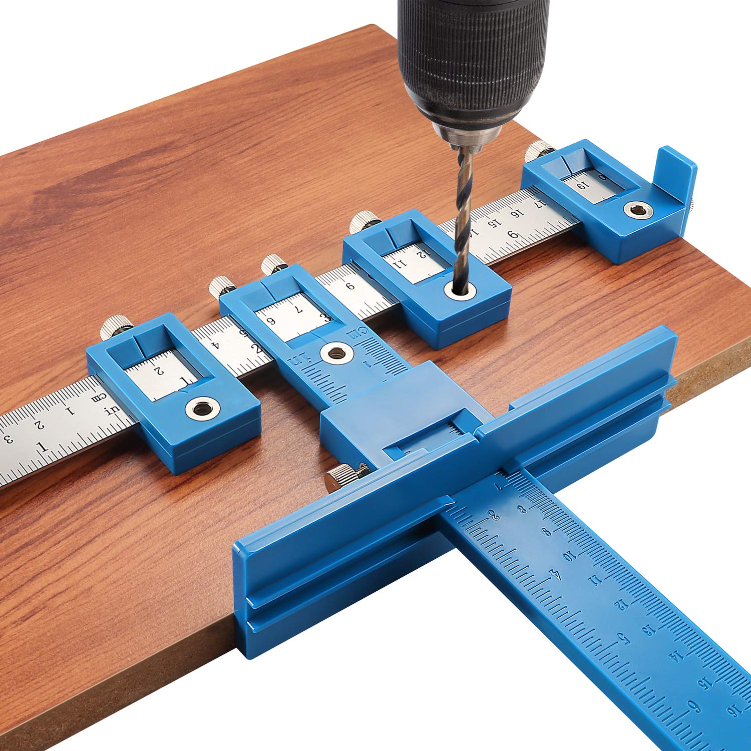 Photo 1 of Cabinet Hardware Jig Tool - Adjustable Punch Locator Drill Template Guide, Wood Drilling Dowelling Guide for Installation of Handles Knobs on Doors and Drawer