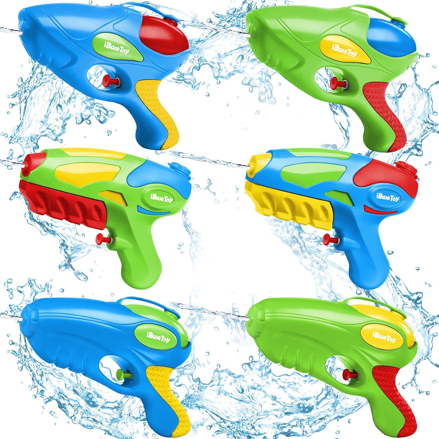 IBASETOY 6pcs Water Guns Water Shooting Play Game Toys Summer Swimming