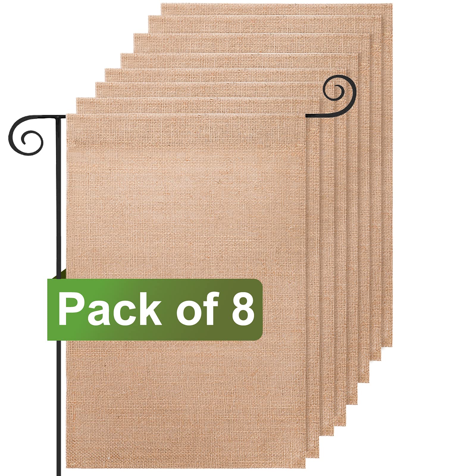 DEAYOU 8 Pack Burlap Garden Flags, 31 x 46cm DIY Blank Jute Fall Yard Flags, Personalized Lawn Craft Banners for Outdoor, Patio, Home Custom Decor, Wedding, Housewarming Gift (Burlap Color)