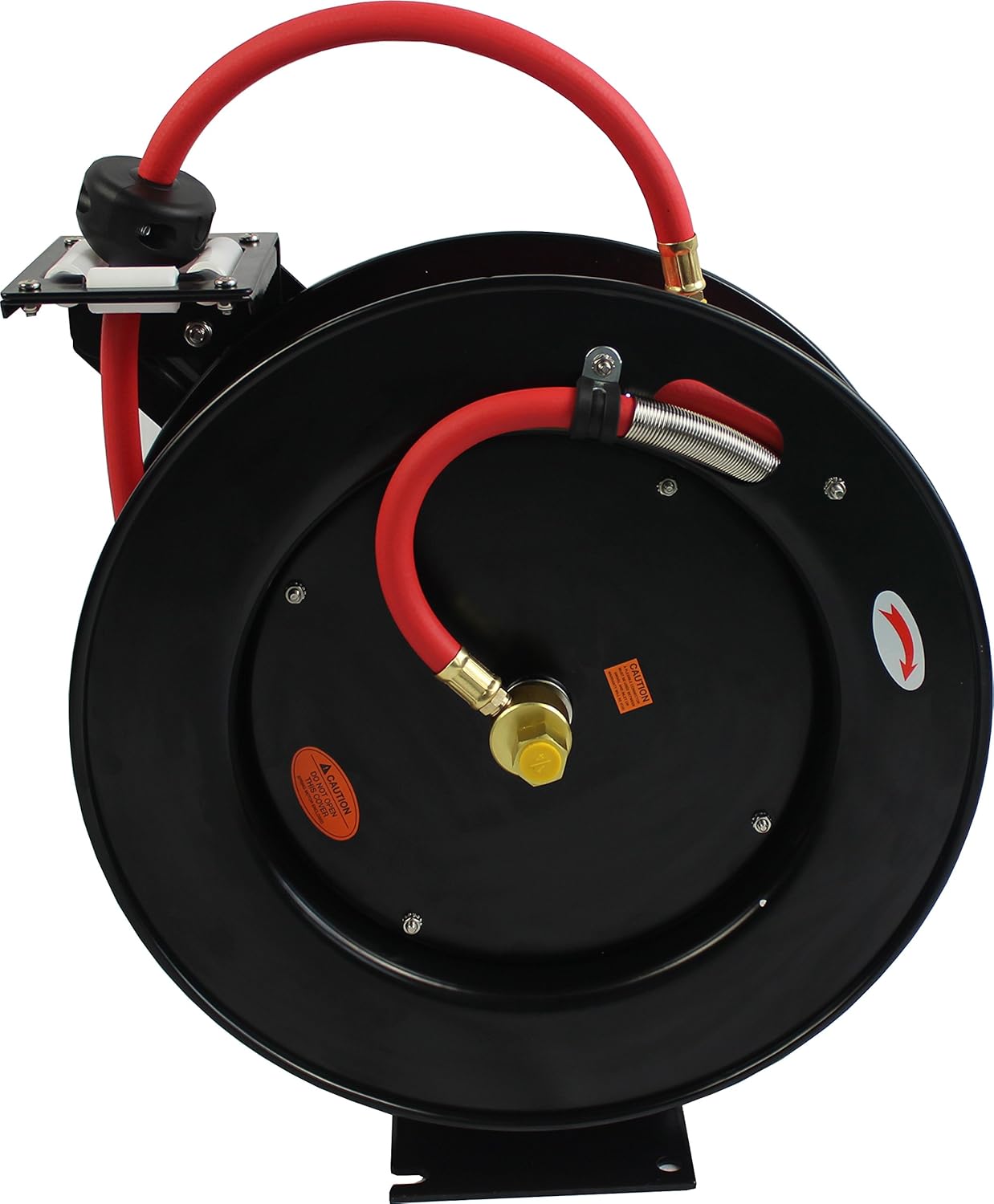 MaxWorks 80720 50ft Auto Rewind Retractable Reel with 3/8" x 50' Air Hose with Brass Fittings: Automotive