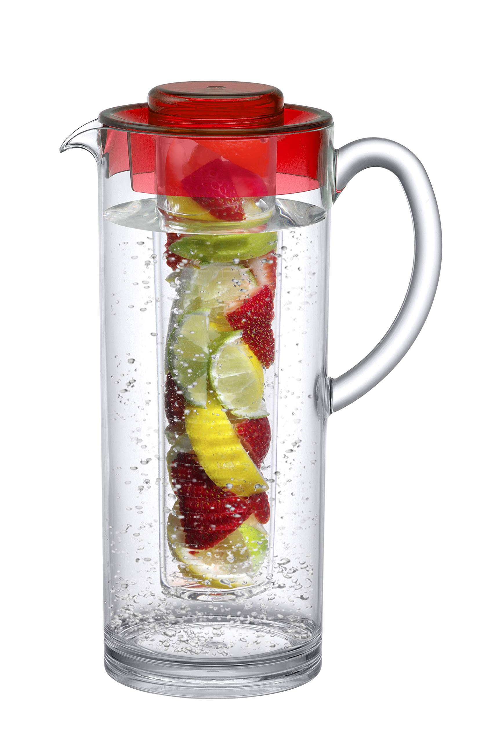 Prodyne Trim Fruit Infusion Pitcher, 60 oz, Red