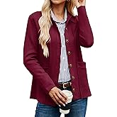 GRACE KARIN Women Casual Cardigan Knit Button Down Jacket Long Sleeve Sweater Blazer with Pockets