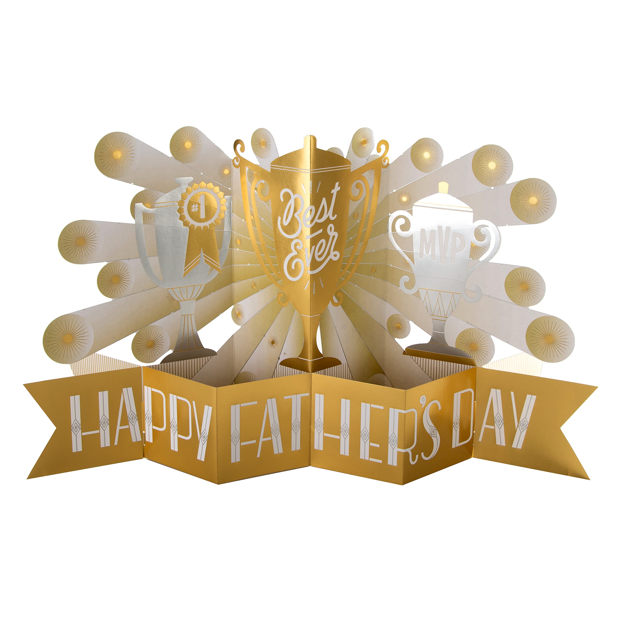 Hallmark Fathers Day Card, Pop Up Fathers Day Card, 3D Championship Trophies, Number One, Dad, Step Dad, Grandad, Gold