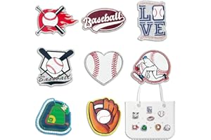 NiNiMay Baseball Bag Charms for Bogg Bag - Bling Acrylic Sport Charm for Bogg Bag Accessories，Compatible with Simply Southern Beach Tote，Decorative for Rubber Bags（8pcs）