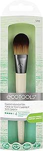 EcoTools Flat Foundation Brush Made with Recycled and Sustainable Materials Cruelty Free Synthetic Taklon Bristles Aluminum Ferrule Recycled Packaging