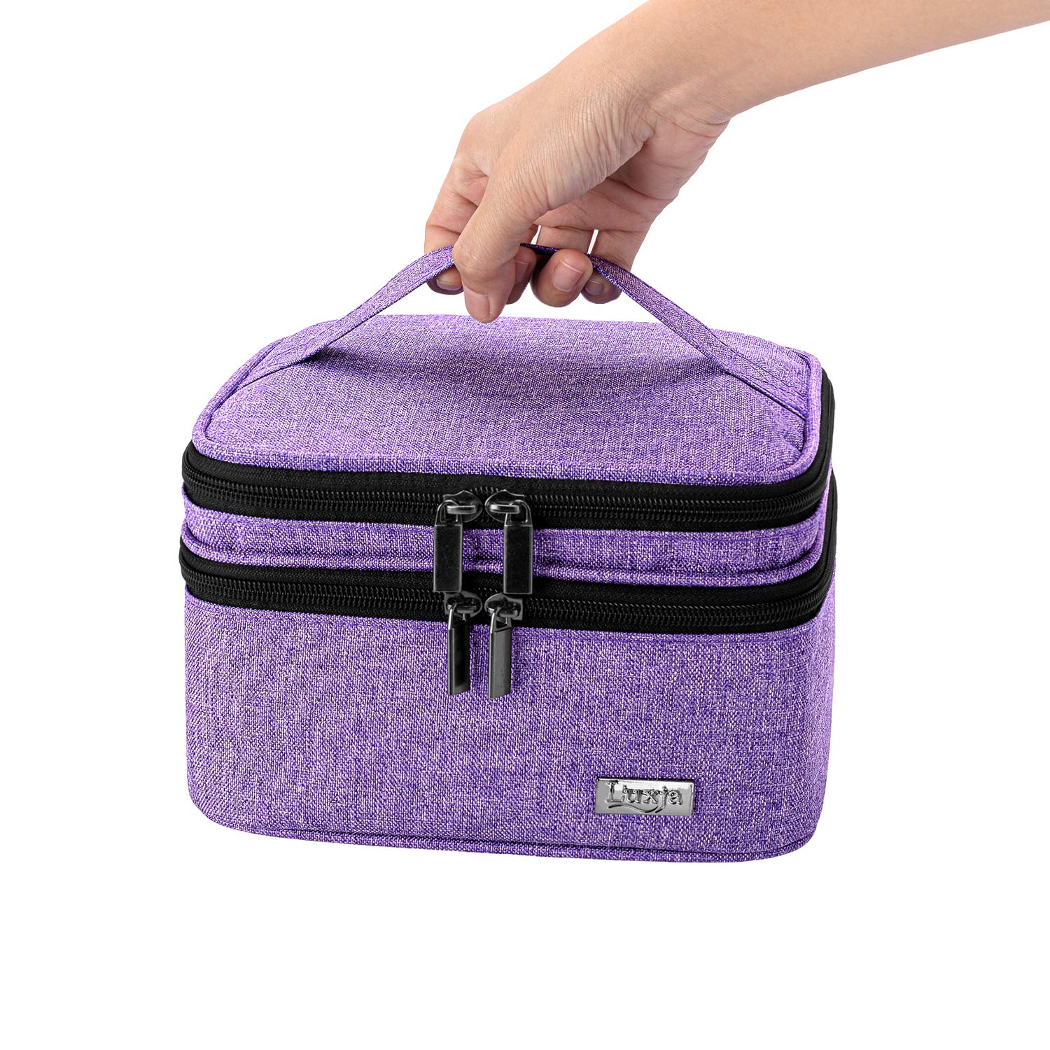 Luxja Essential Oil Carrying Case - Holds 30 Bottles (5ml-30ml, Also Fits for Roller Bottles), Double-Layer Organizer for Essential Oil and Accessories, Purple (Bag Only) : Beauty
