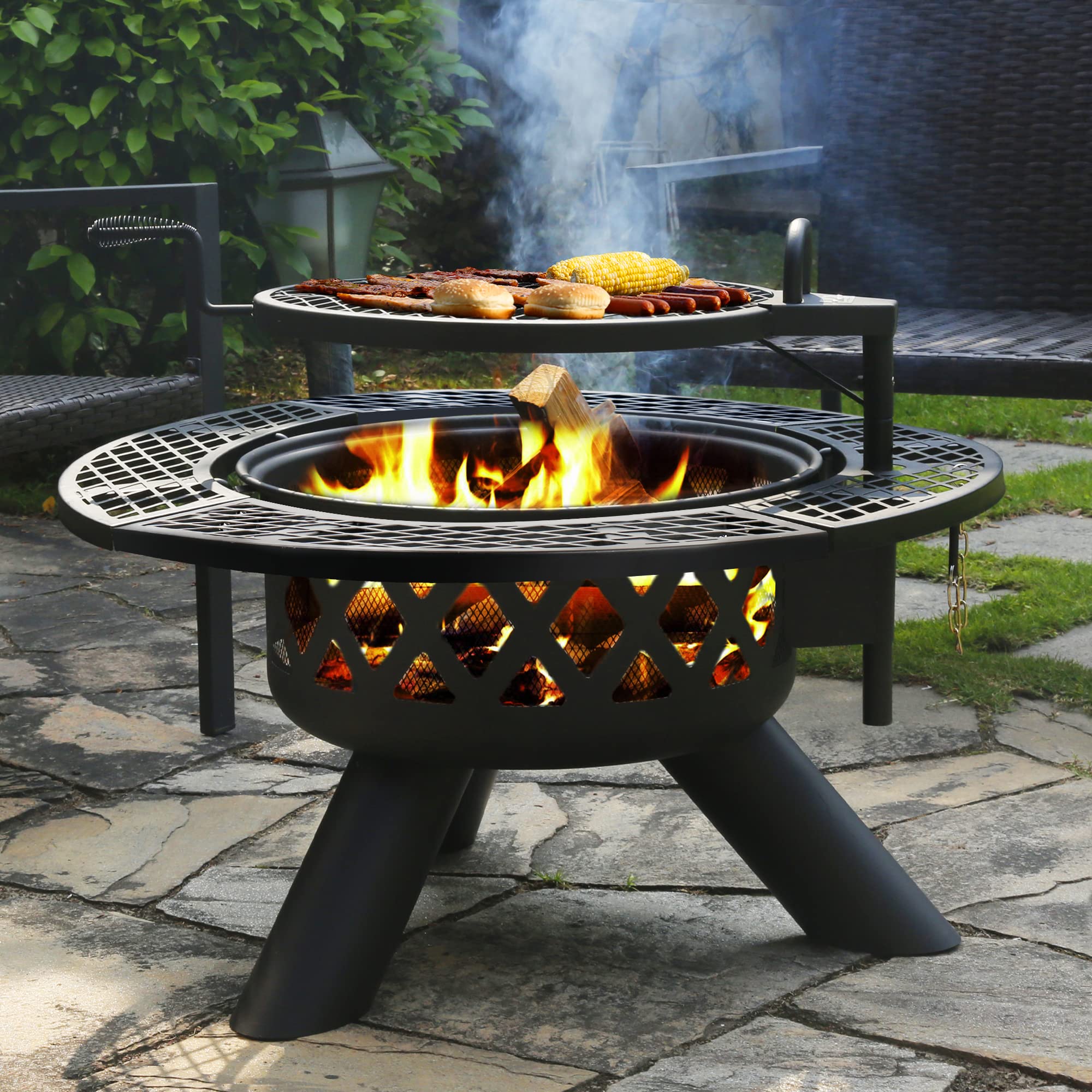 Tabletop Fire Pit Hampton Bay 30 In. Round Outdoor Patio Fire Pit Cover  1000531214-C - The Home Depot Fire Pits For Outside Wood Burning, image size:2000x2000