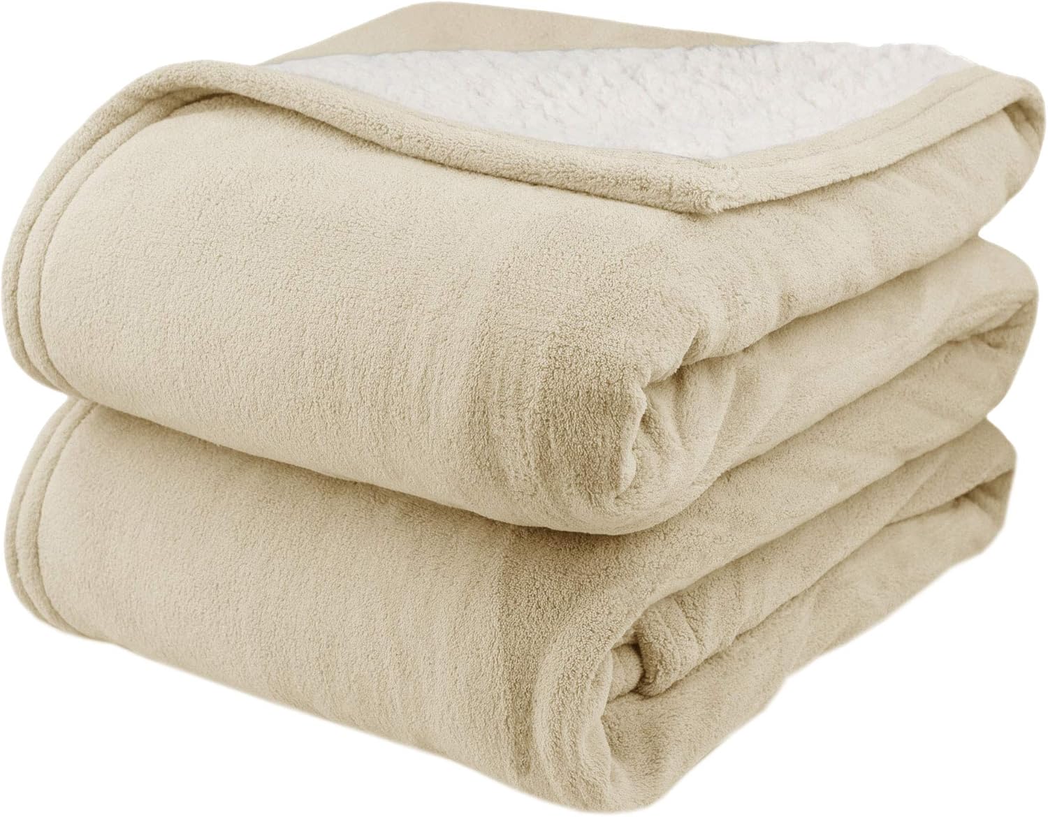 Pure Warmth MicroPlush Sherpa Electric Heated Blanket Twin Cream: Home & Kitchen