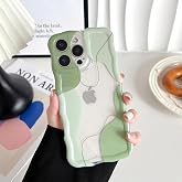 DEFBSC for iPhone 14 Pro Max Case Cute Clear Wavy Design, Green | Aesthetic Pattern Phone Case for Women Girls Wave Frame Durable Protective Cover Full Camera Protection Bumper