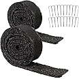 Harmiden 2 Pack Rubber Mulch for Landscaping Recycled Rubber Mulch Mat Roll Black Permanent Edging Border 120” x 4.5”