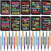Sabary 100 Pcs Inspirational Notepads Ballpoint Pens Sets Mini Motivational Pocket Notebooks Journals Bulk Christmas Teacher Appreciation Gifts for Office Supplies(Inspirational)