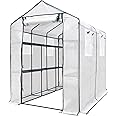KING BIRD Premium Greenhouse for Outdoors, 84 x 56 x 77 Upgraded PE Cover & Steel Frame Walk in Hot House, w/ Zippered Screen Windows Mesh Door, 3 Tiers 20 Shelves for Outside Garden, Green