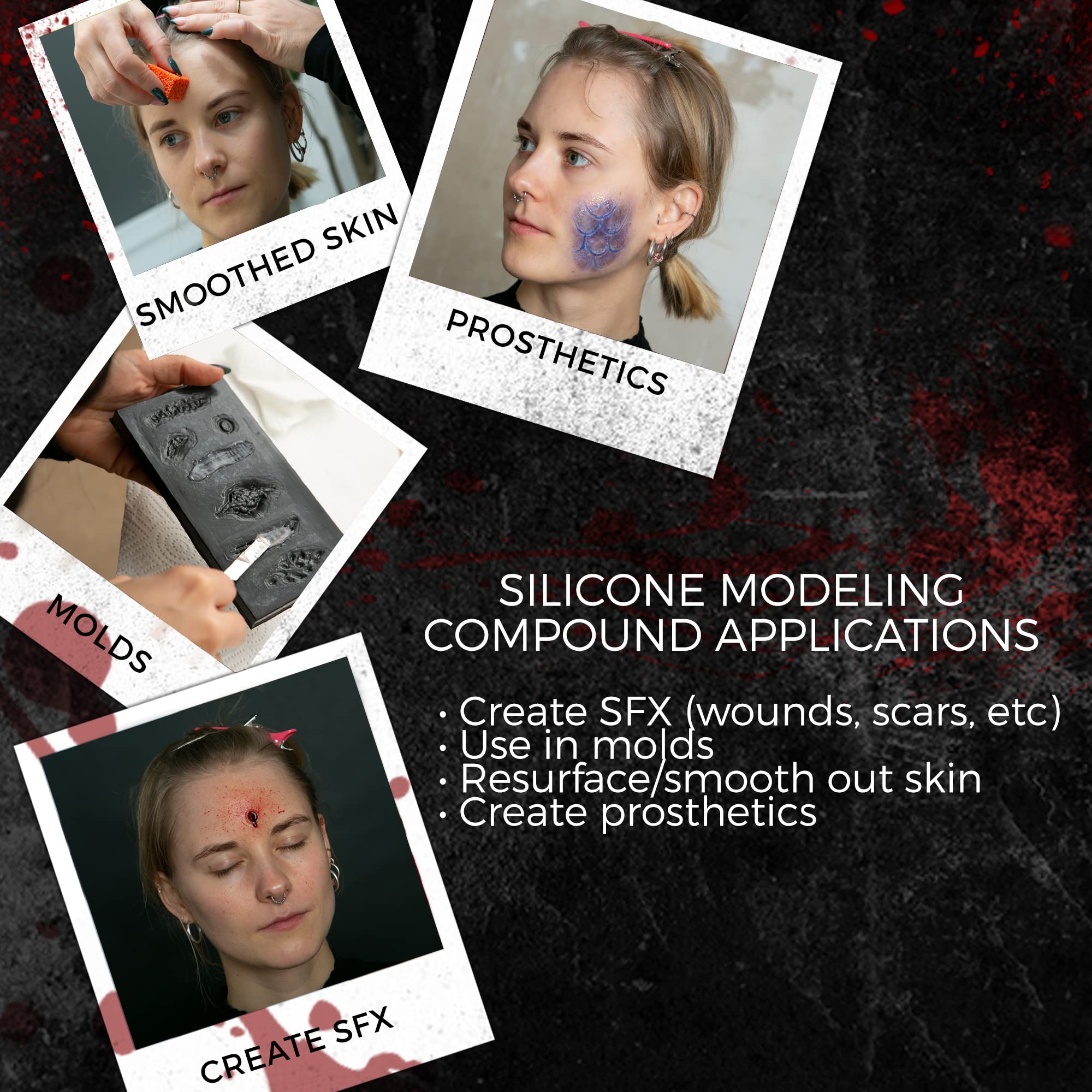 Silicone Modeling Compound Kit, Professional Stage, Film, and Costume Makeup for Realistic Wounds, Scars, and Prosthetics, Clear