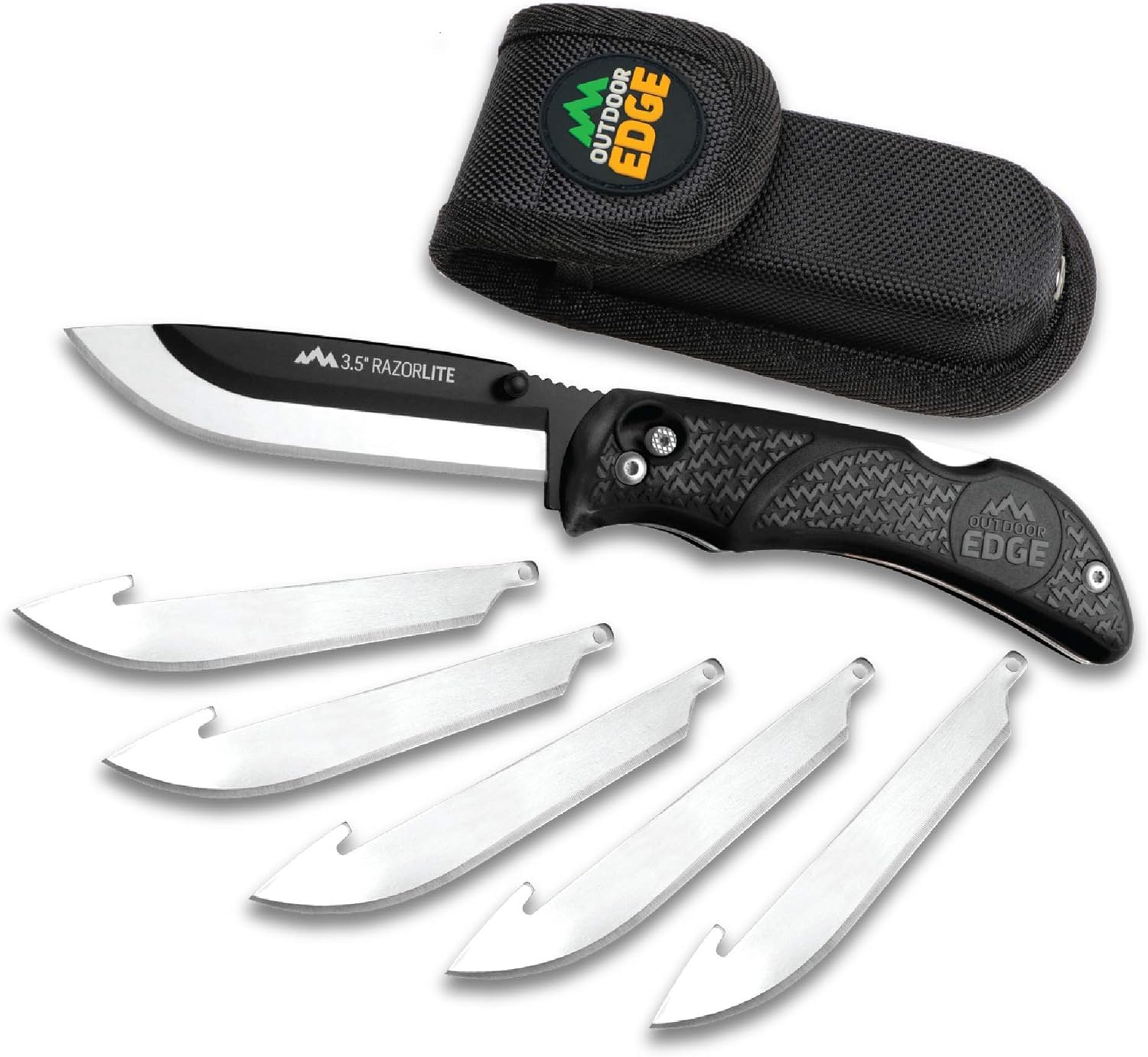 Amazon Com Outdoor Edge Razorlite Replaceable Blade Folding Hunting Knife With Rubberized Nonslip Tpr Handle 6 Blades And Nylon Belt Sheath Black Tactical Knives Sports Outdoors