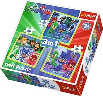 Trefl - Puzzle 3 en 1 modelo PJ Masks 20-36-50 piezas, 34840, multicolor , color/modelo surtido: Amazon.es: Juguetes y juegos