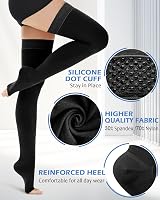 Ailaka Thigh High Medical Compression Stockings 20-30 mmHg Open Toe view 3