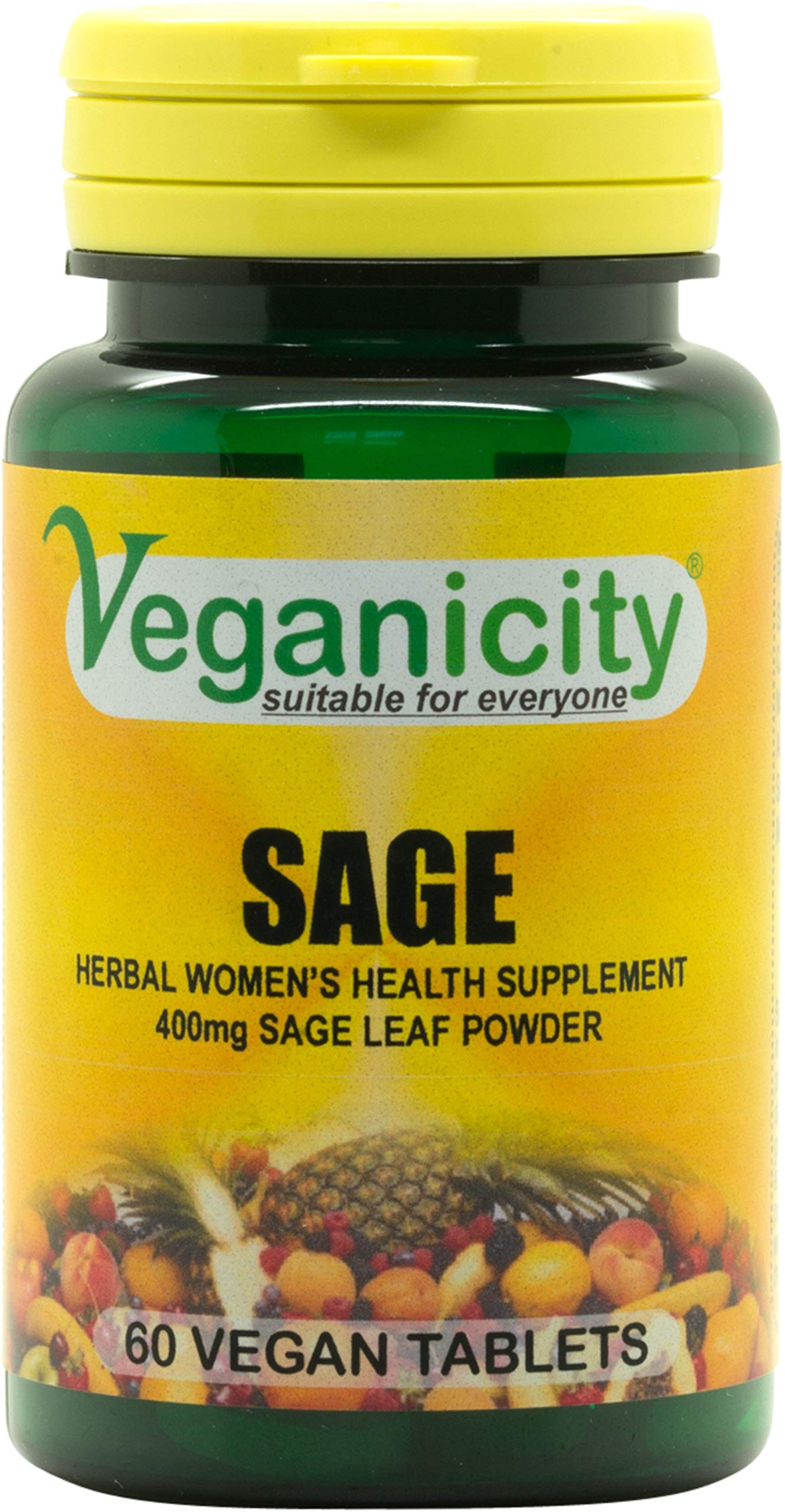 Veganicity Sage 400mg : Womens Health Supplement - 60 Tablets, in a Planet Friendly 99% Recycled Pot