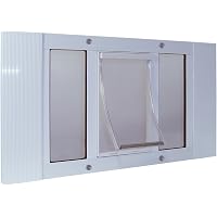 Ideal Pet Products Vertical Sash Window Pet Door - Adjustable For Windows 43-7/8" To 46-1/2" Tall, Chubby Kat Size